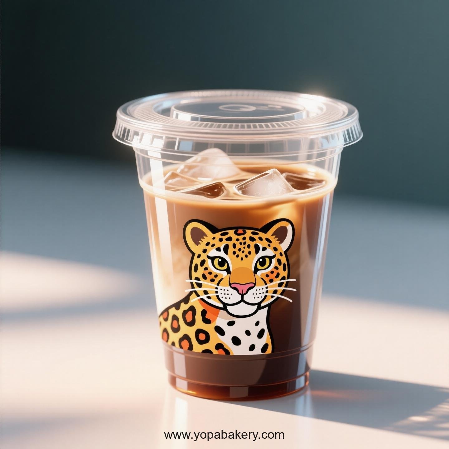 Leopard Themed Clear Plastic Cups - Disposable PP & PET Coffee Cups with Lids