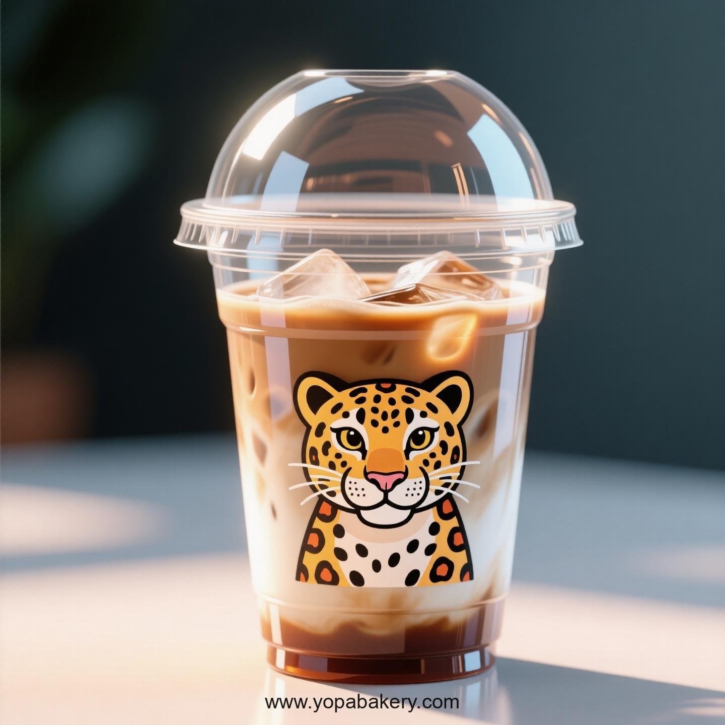 Leopard Themed Clear Plastic Cups - Disposable PP & PET Coffee Cups with Lids