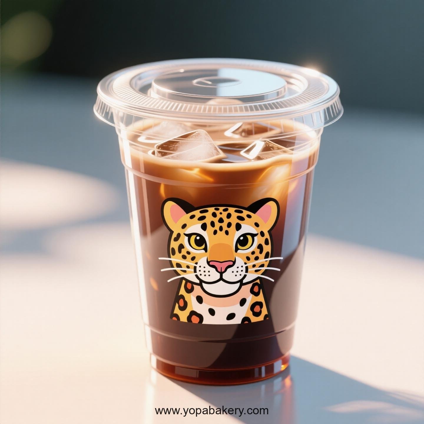 Leopard Themed Clear Plastic Cups - Disposable PP & PET Coffee Cups with Lids