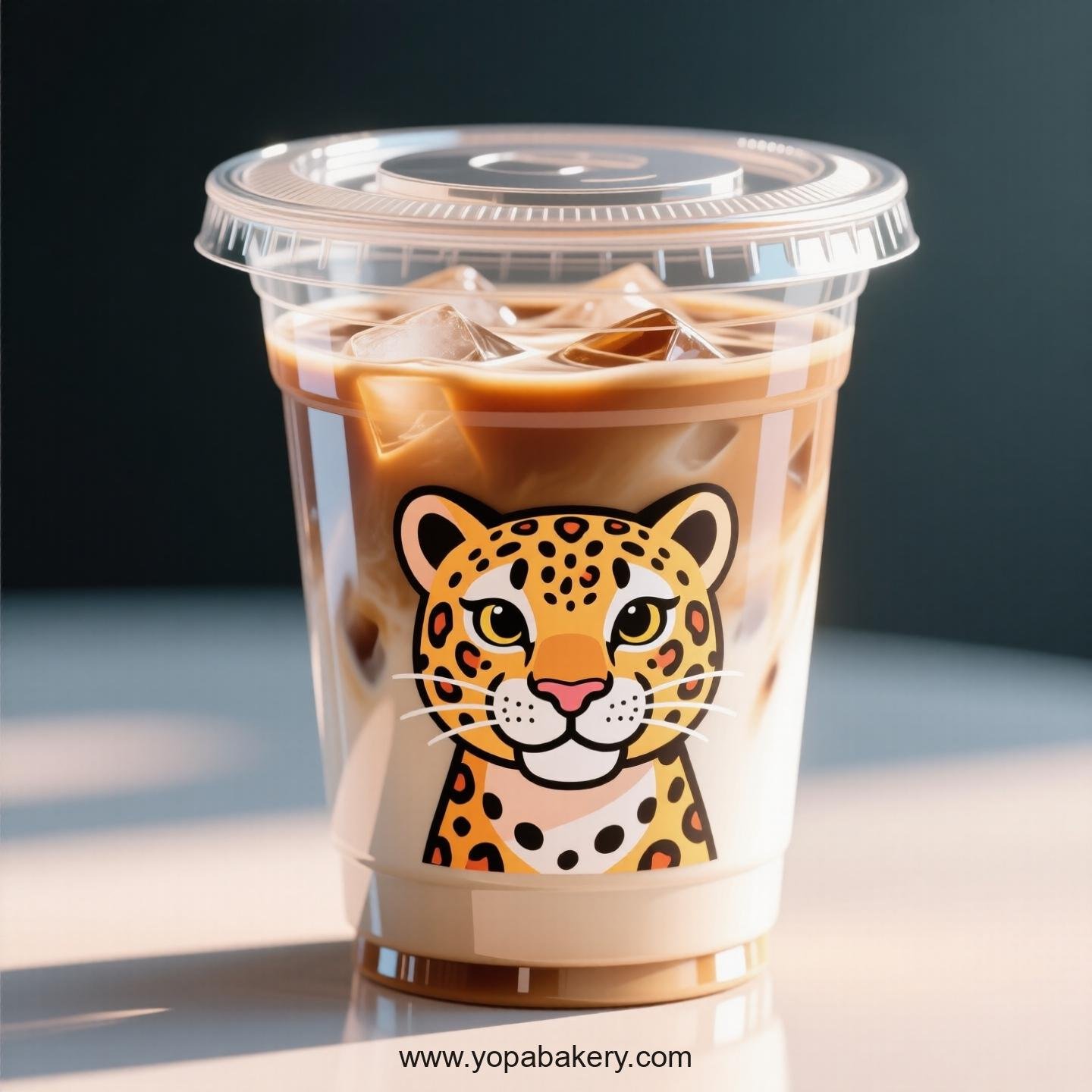 Leopard Themed Clear Plastic Cups - Disposable PP & PET Coffee Cups with Lids