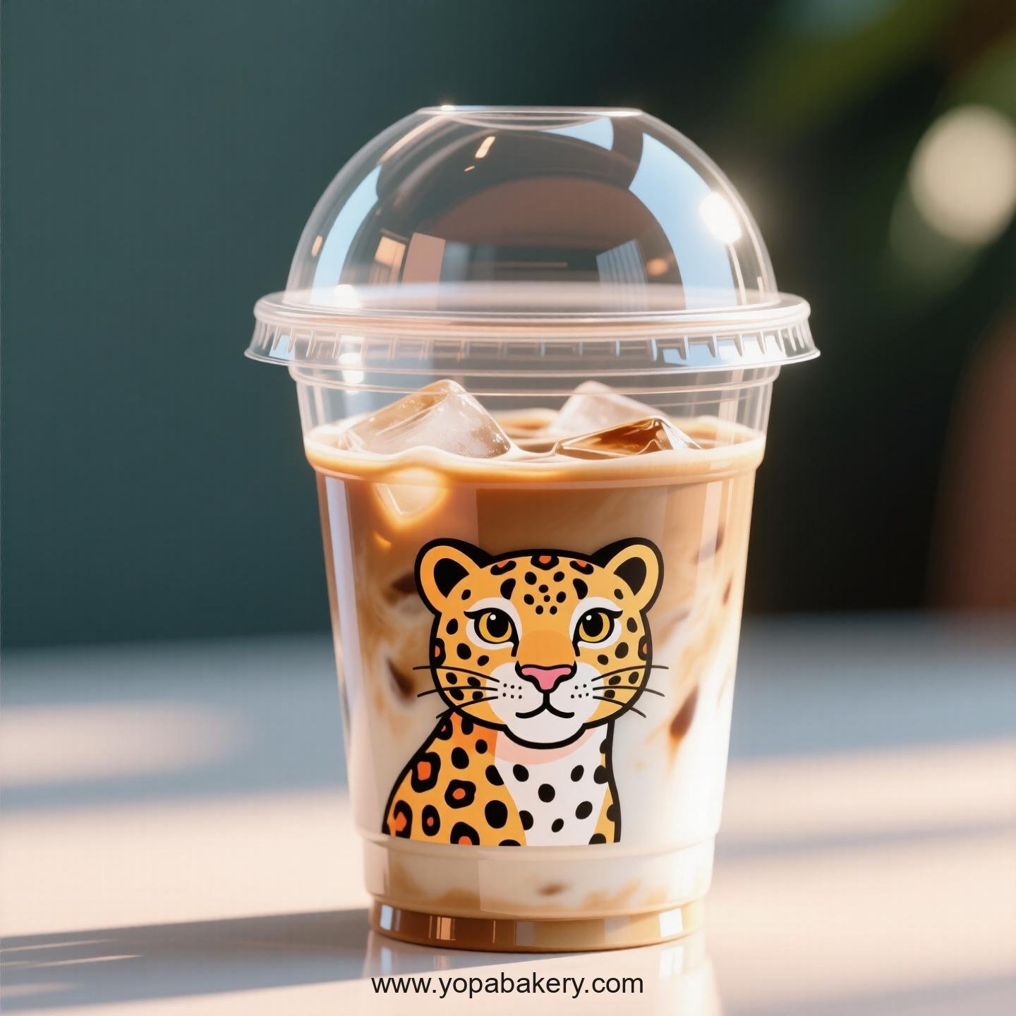 Leopard Themed Clear Plastic Cups - Disposable PP & PET Coffee Cups with Lids