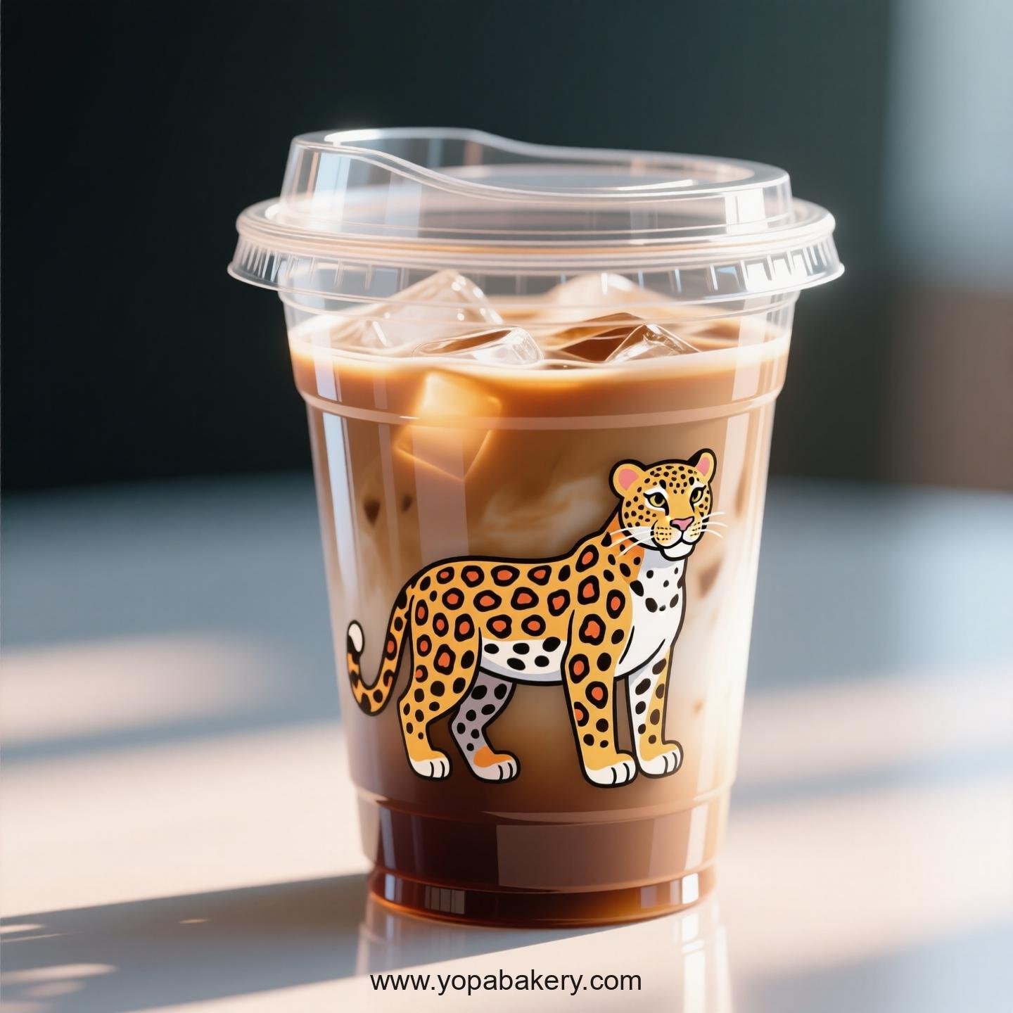 Leopard Themed Clear Plastic Cups - Disposable PP & PET Coffee Cups with Lids