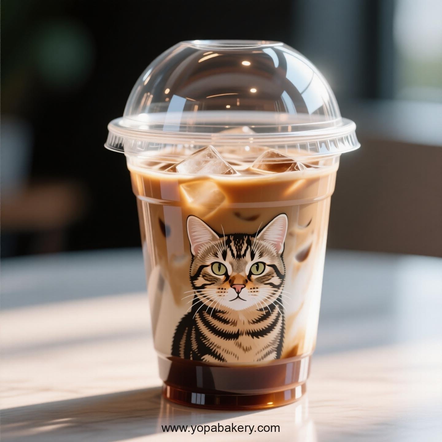 Chinese Li Hua cat Themed Clear Plastic Cups - Disposable PP & PET Coffee Cups with Lids