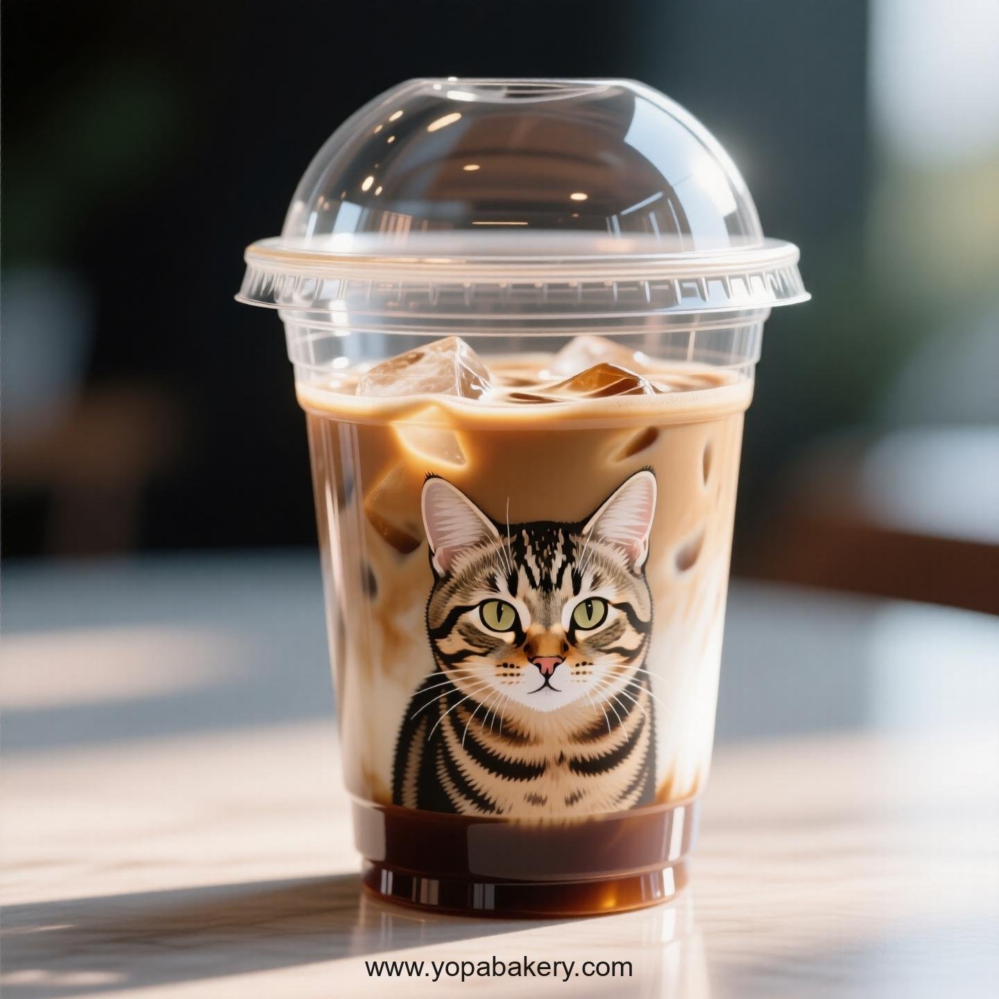 Chinese Li Hua cat Themed Clear Plastic Cups - Disposable PP & PET Coffee Cups with Lids