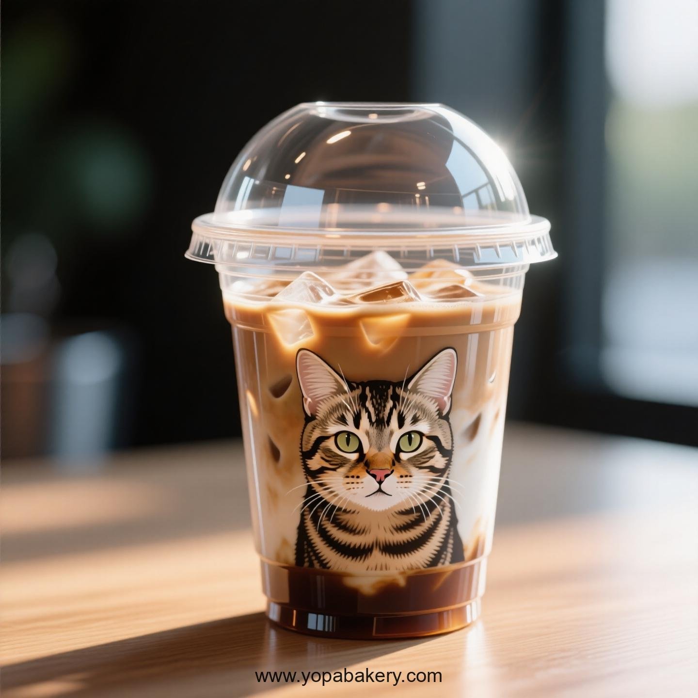 Chinese Li Hua cat Themed Clear Plastic Cups - Disposable PP & PET Coffee Cups with Lids