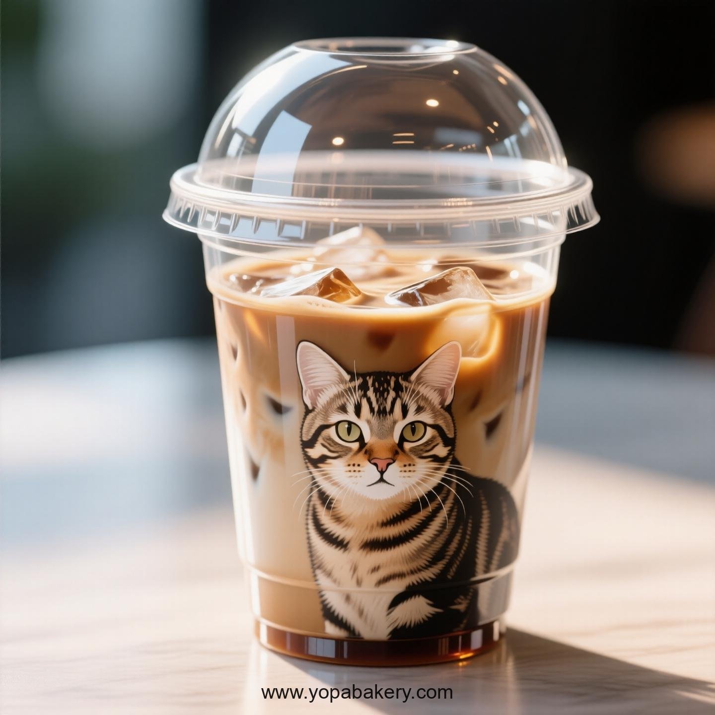 Chinese Li Hua cat Themed Clear Plastic Cups - Disposable PP & PET Coffee Cups with Lids