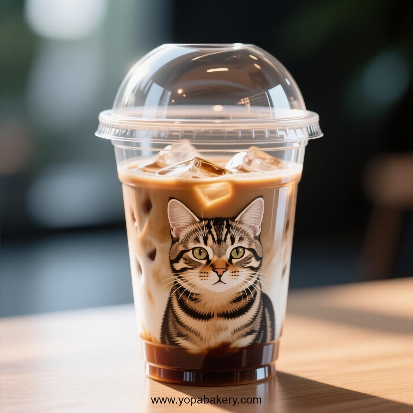Chinese Li Hua cat Themed Clear Plastic Cups - Disposable PP & PET Coffee Cups with Lids
