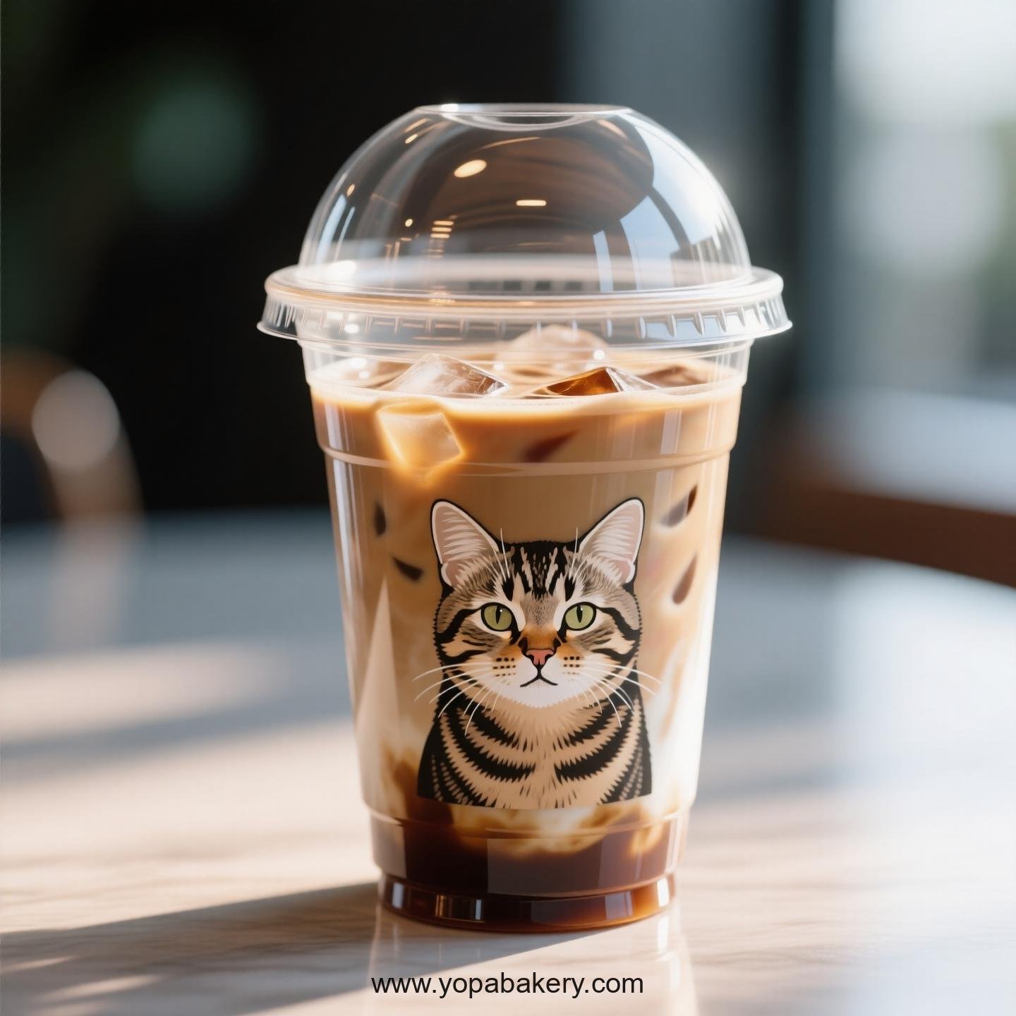 Chinese Li Hua cat Themed Clear Plastic Cups - Disposable PP & PET Coffee Cups with Lids