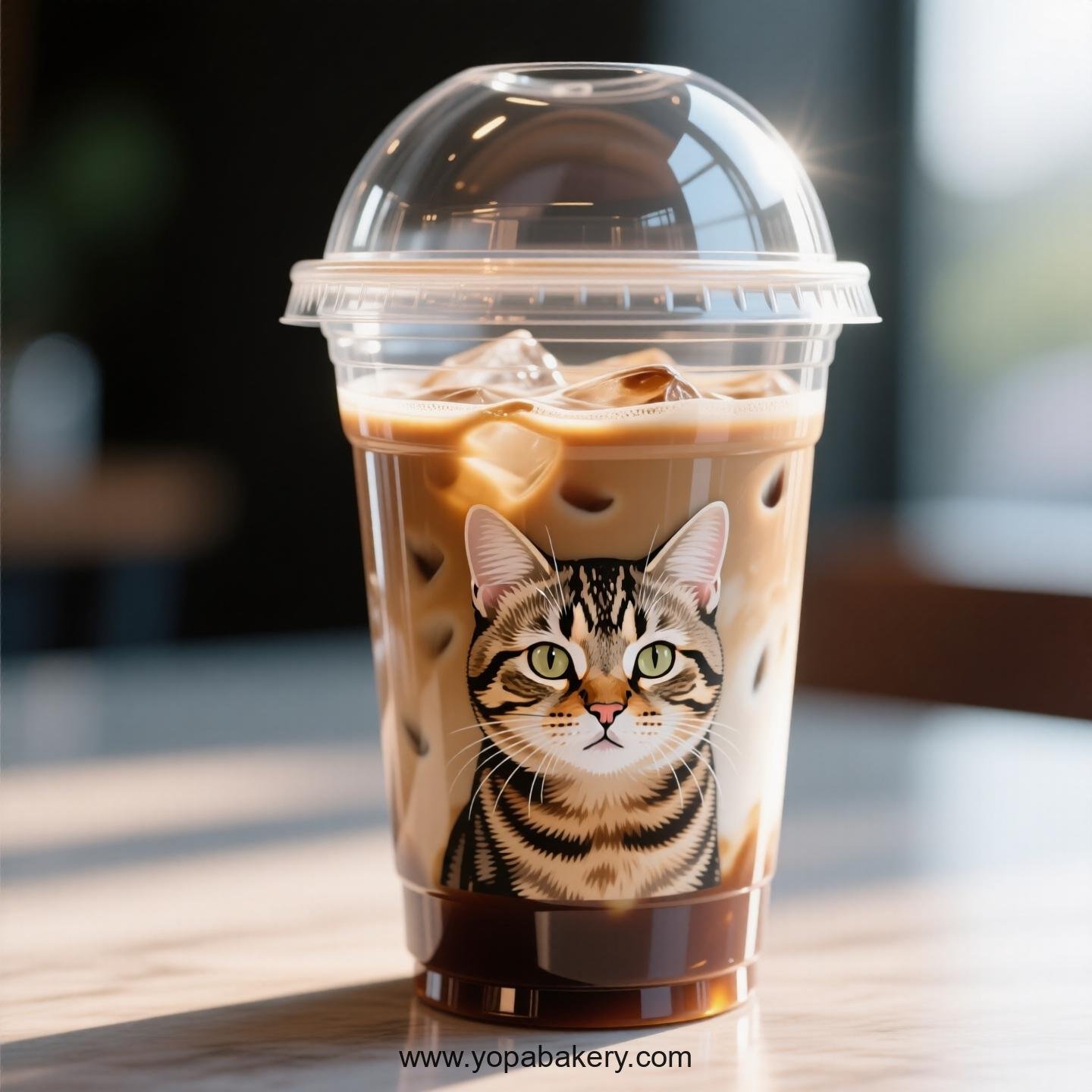 Chinese Li Hua cat Themed Clear Plastic Cups - Disposable PP & PET Coffee Cups with Lids