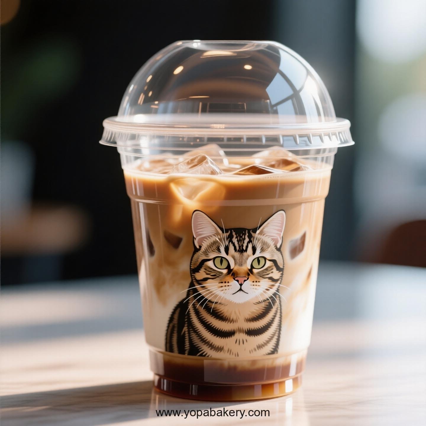 Chinese Li Hua cat Themed Clear Plastic Cups - Disposable PP & PET Coffee Cups with Lids