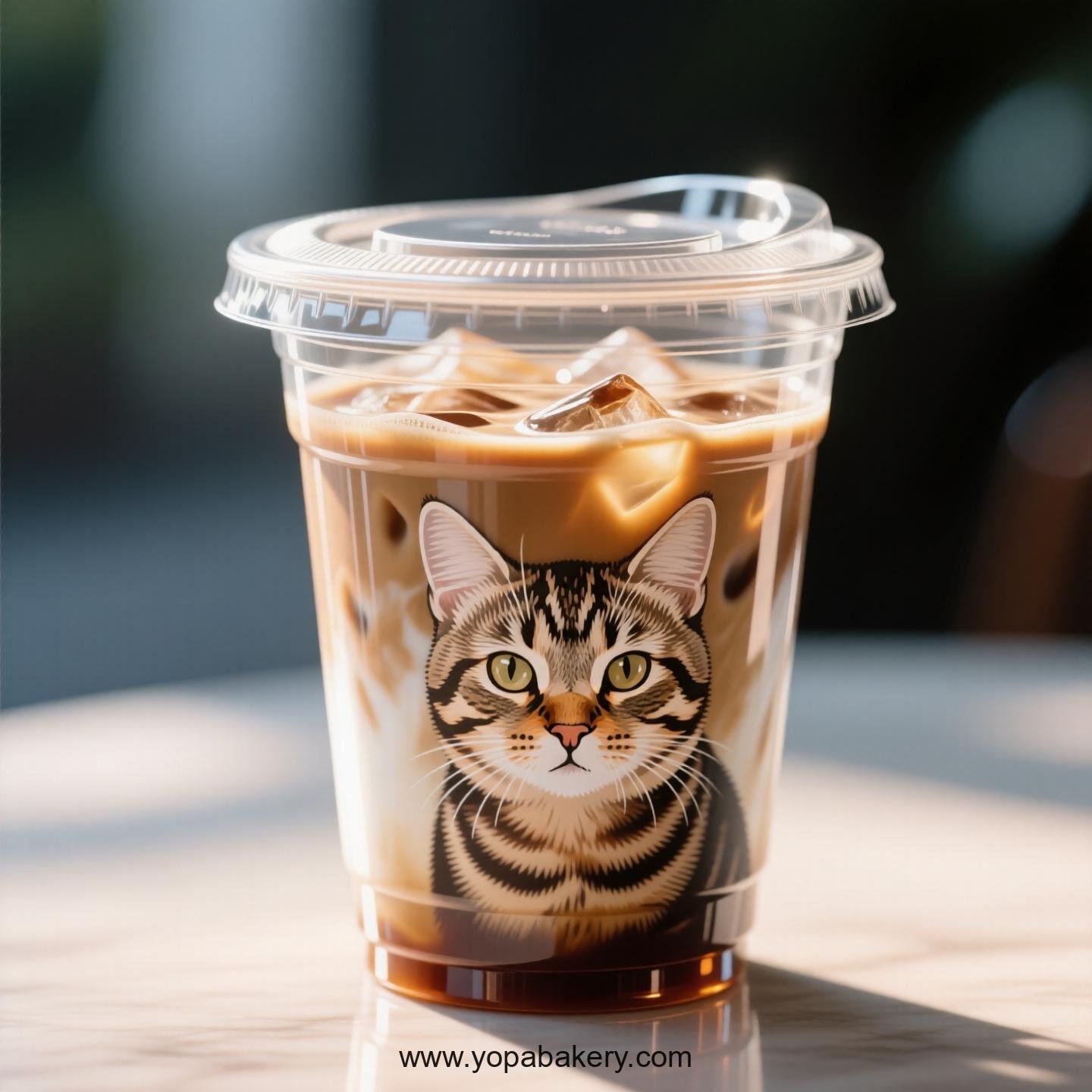 Chinese Li Hua cat Themed Clear Plastic Cups - Disposable PP & PET Coffee Cups with Lids