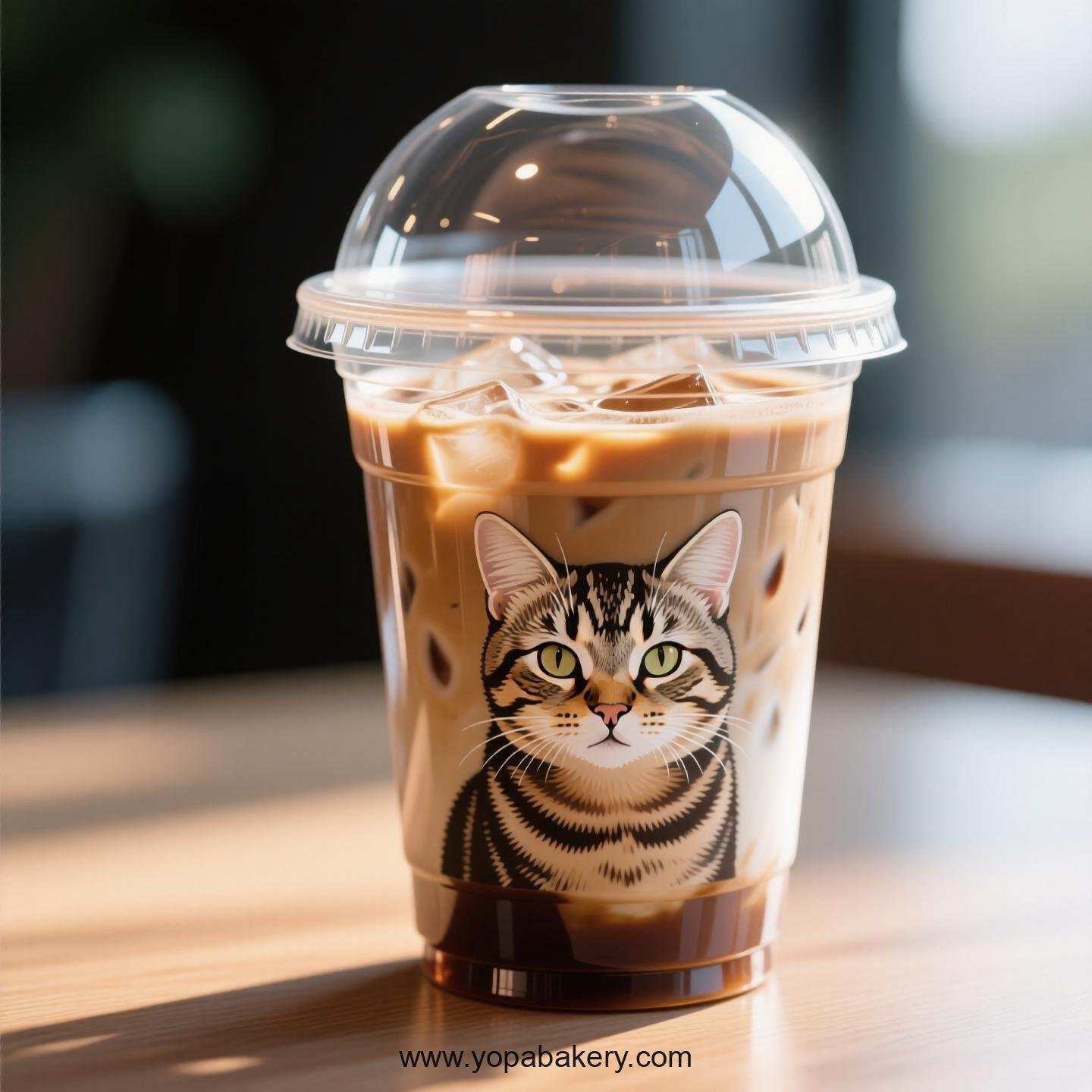 Chinese Li Hua cat Themed Clear Plastic Cups - Disposable PP & PET Coffee Cups with Lids