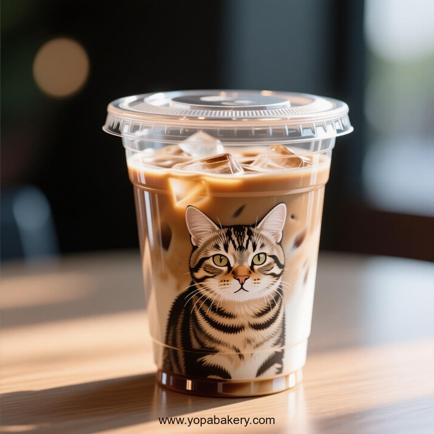 Chinese Li Hua cat Themed Clear Plastic Cups - Disposable PP & PET Coffee Cups with Lids