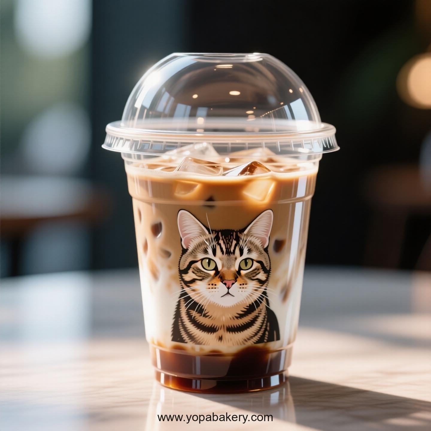 Chinese Li Hua cat Themed Clear Plastic Cups - Disposable PP & PET Coffee Cups with Lids