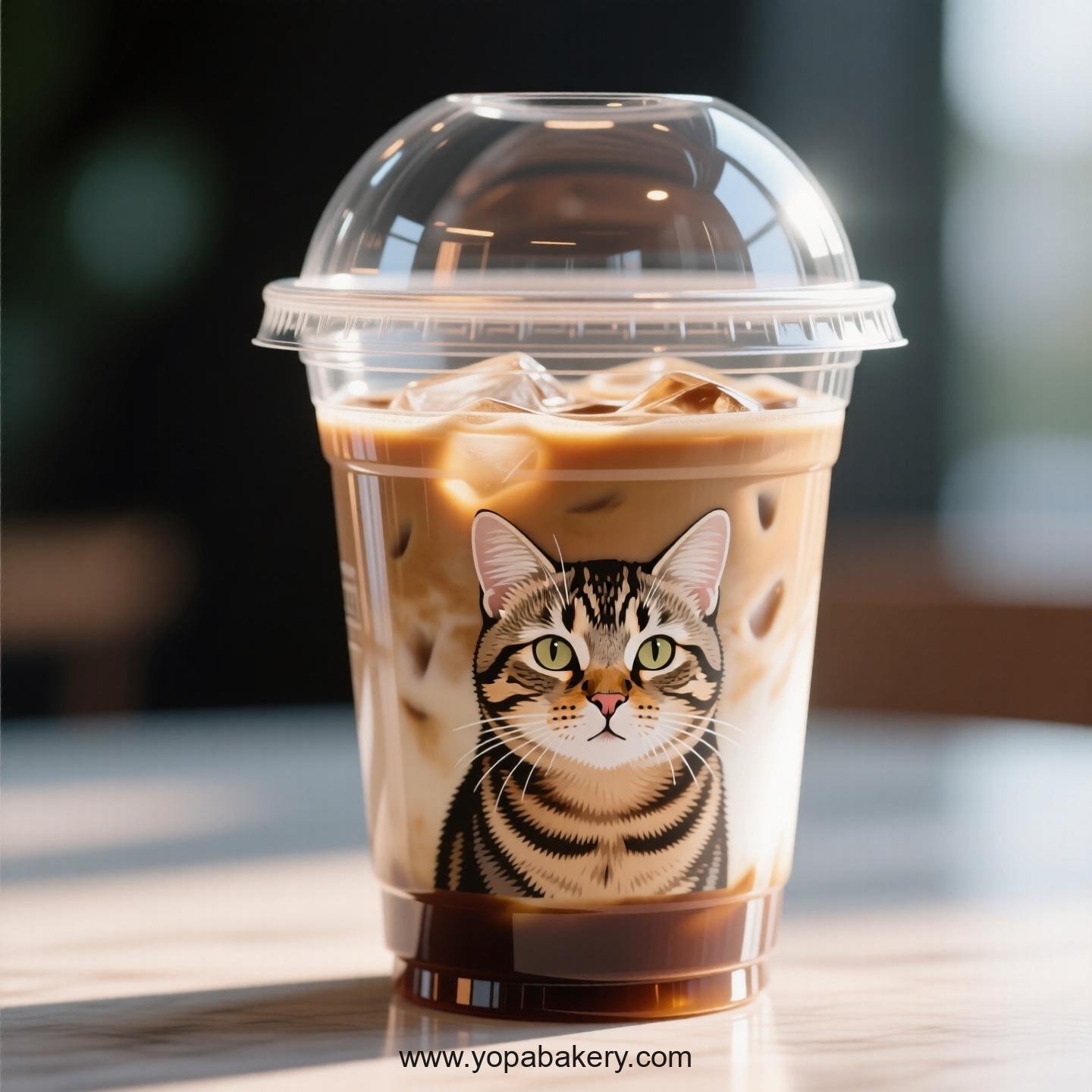 Chinese Li Hua cat Themed Clear Plastic Cups - Disposable PP & PET Coffee Cups with Lids