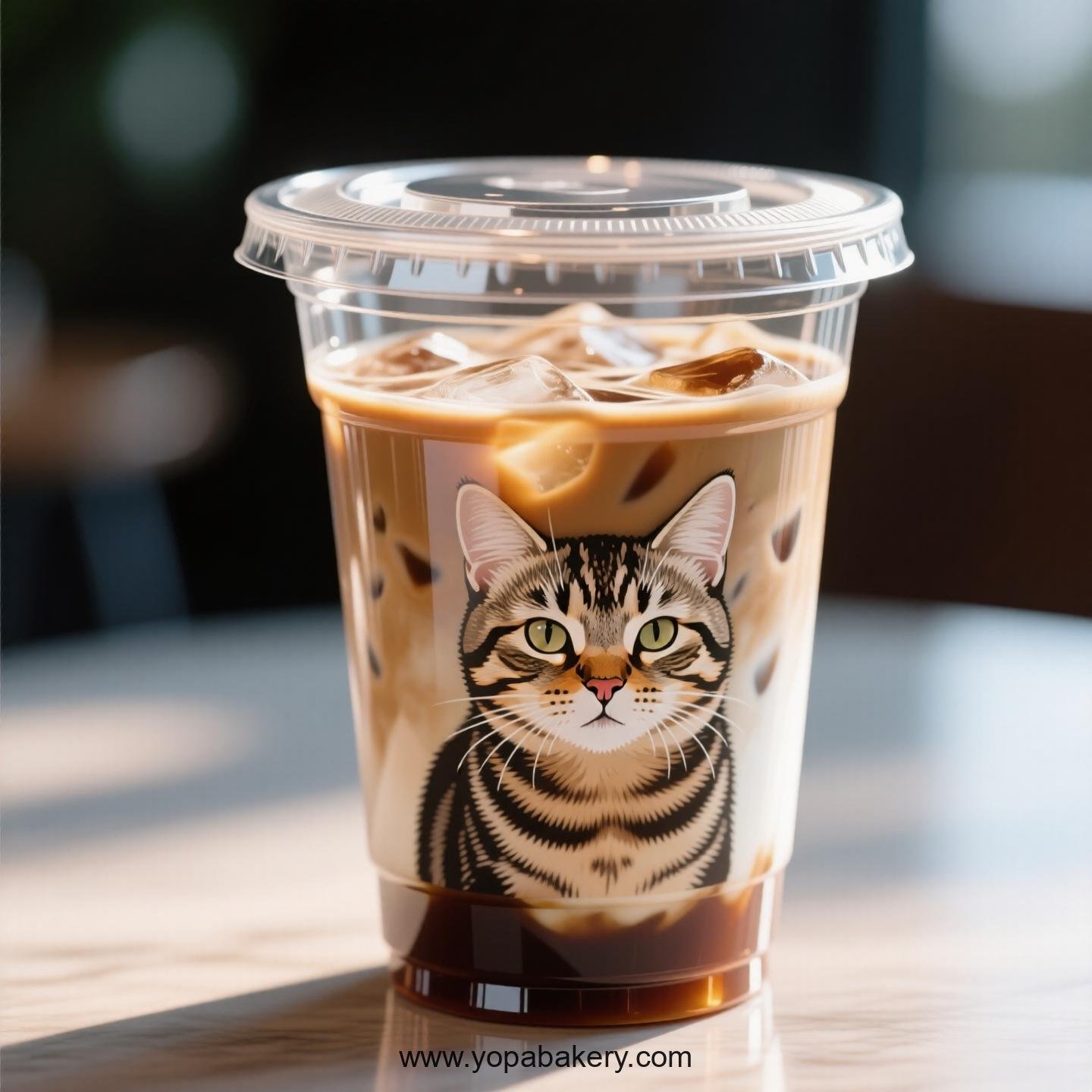 Chinese Li Hua cat Themed Clear Plastic Cups - Disposable PP & PET Coffee Cups with Lids