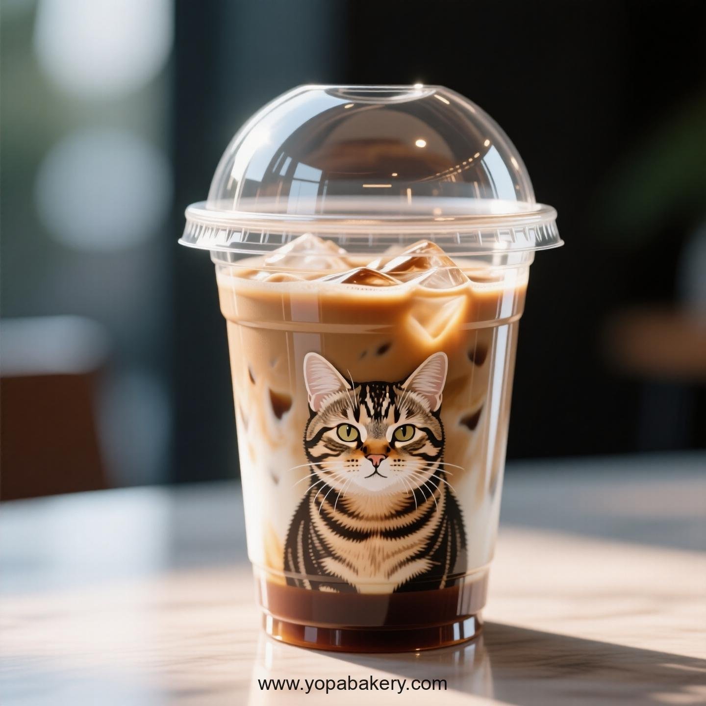 Chinese Li Hua cat Themed Clear Plastic Cups - Disposable PP & PET Coffee Cups with Lids