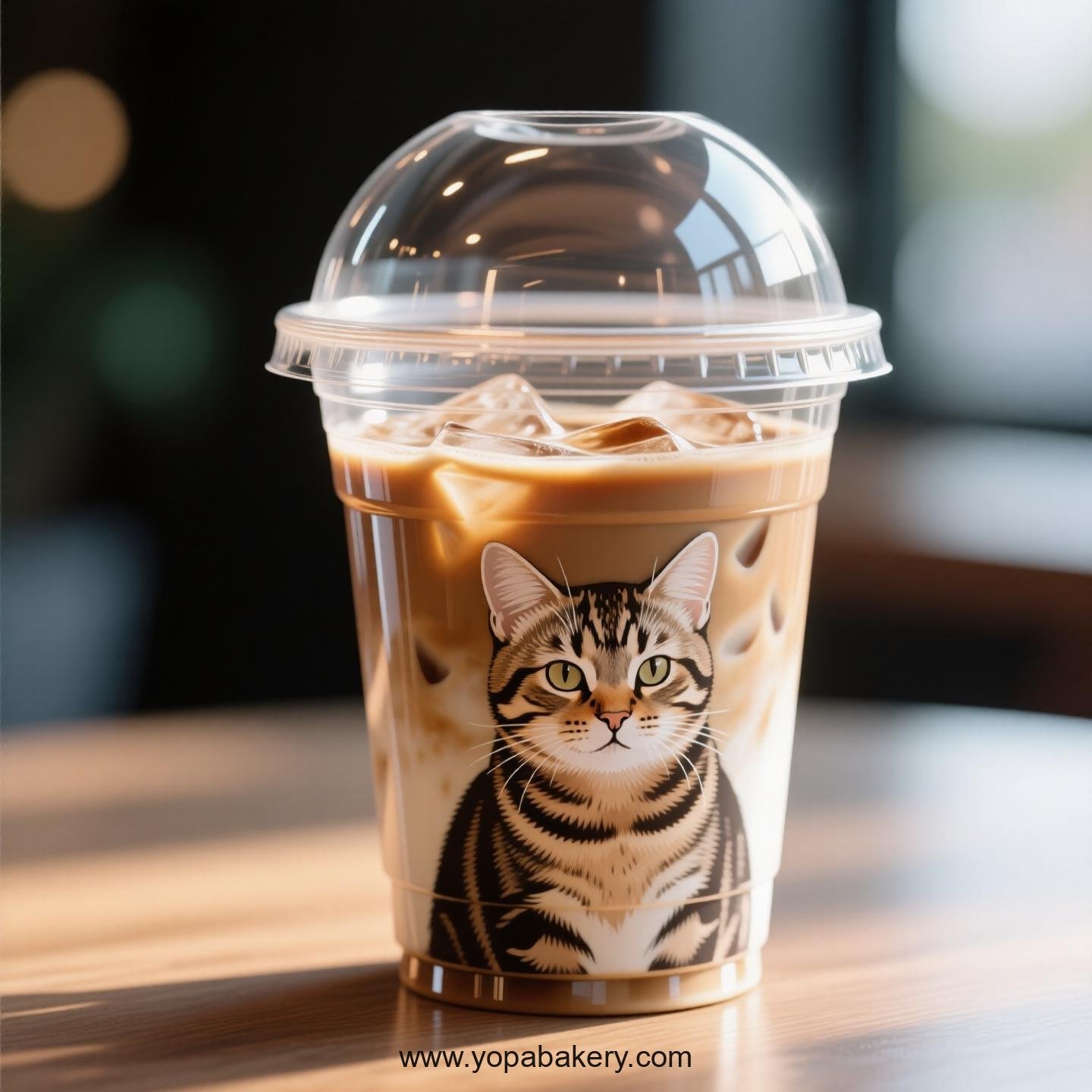 Chinese Li Hua cat Themed Clear Plastic Cups - Disposable PP & PET Coffee Cups with Lids