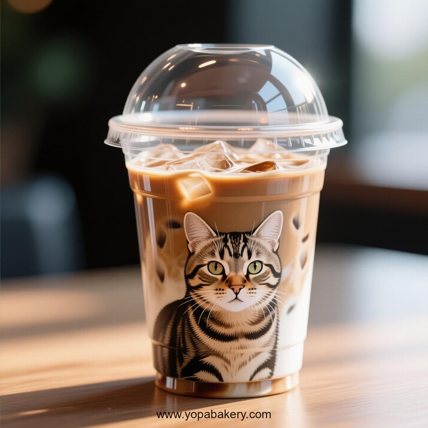 Chinese Li Hua cat Themed Clear Plastic Cups - Disposable PP & PET Coffee Cups with Lids