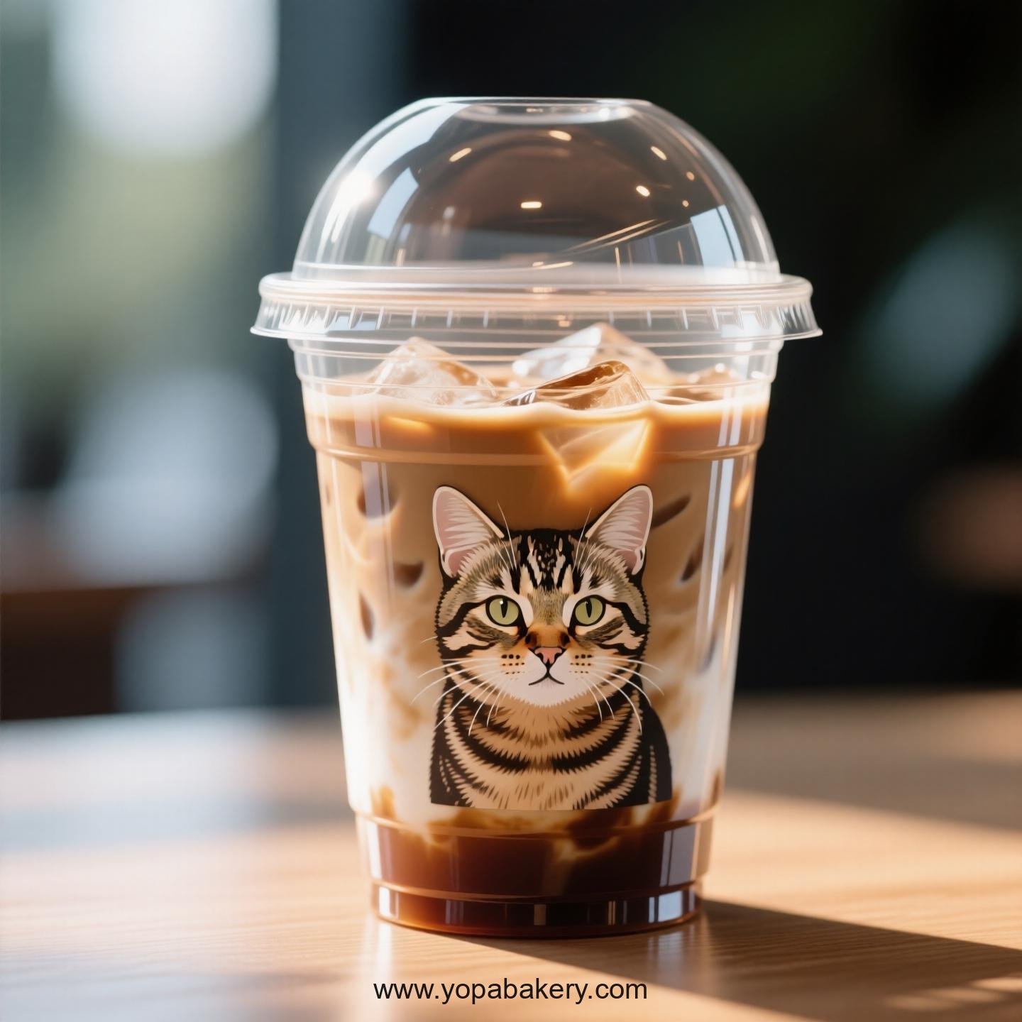 Chinese Li Hua cat Themed Clear Plastic Cups - Disposable PP & PET Coffee Cups with Lids