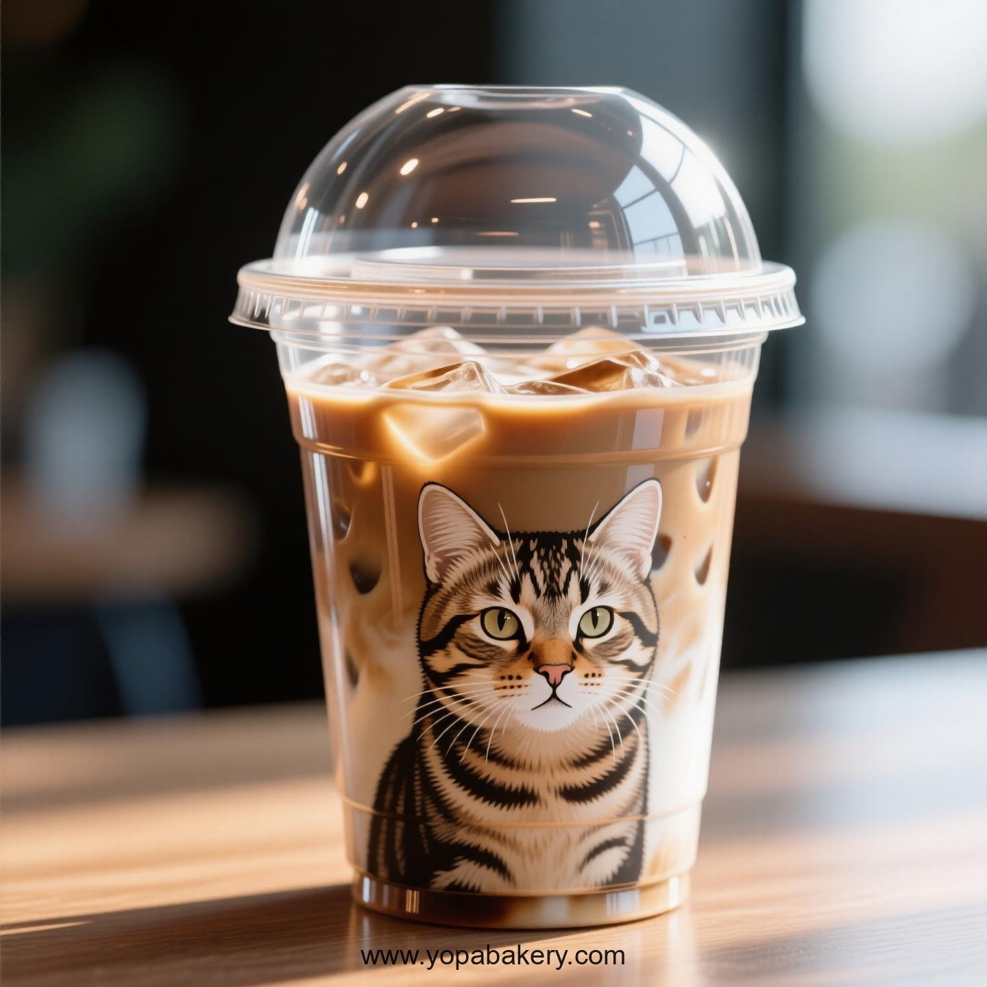 Chinese Li Hua cat Themed Clear Plastic Cups - Disposable PP & PET Coffee Cups with Lids