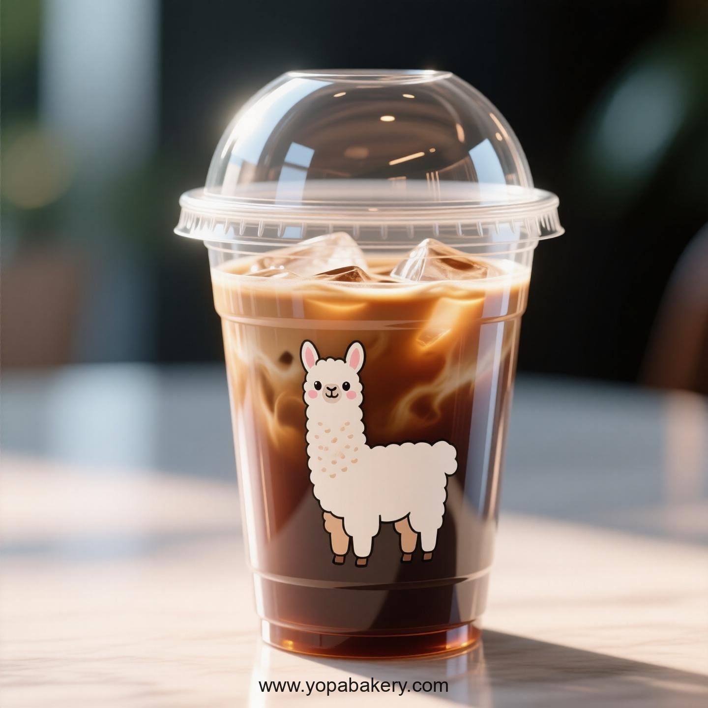 Llama Themed Clear Plastic Cups - Disposable PP & PET Coffee Cups with Lids