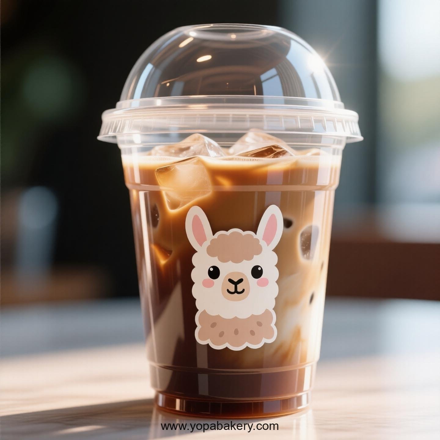 Llama Themed Clear Plastic Cups - Disposable PP & PET Coffee Cups with Lids