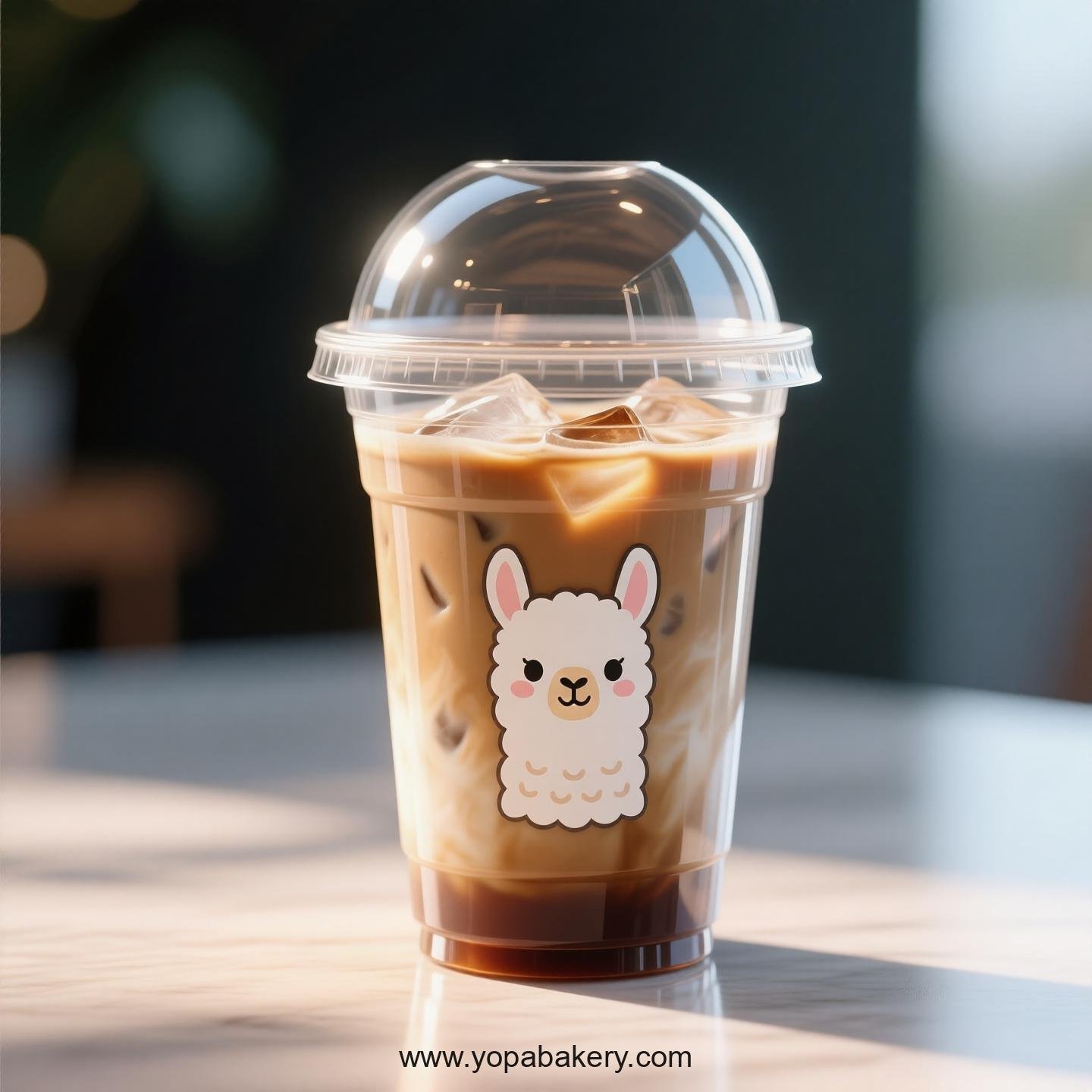 Llama Themed Clear Plastic Cups - Disposable PP & PET Coffee Cups with Lids