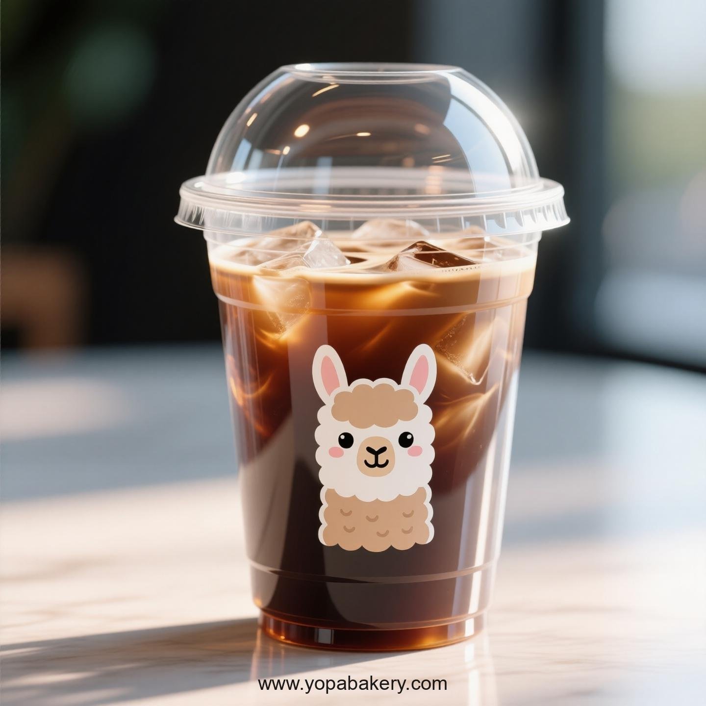 Llama Themed Clear Plastic Cups - Disposable PP & PET Coffee Cups with Lids