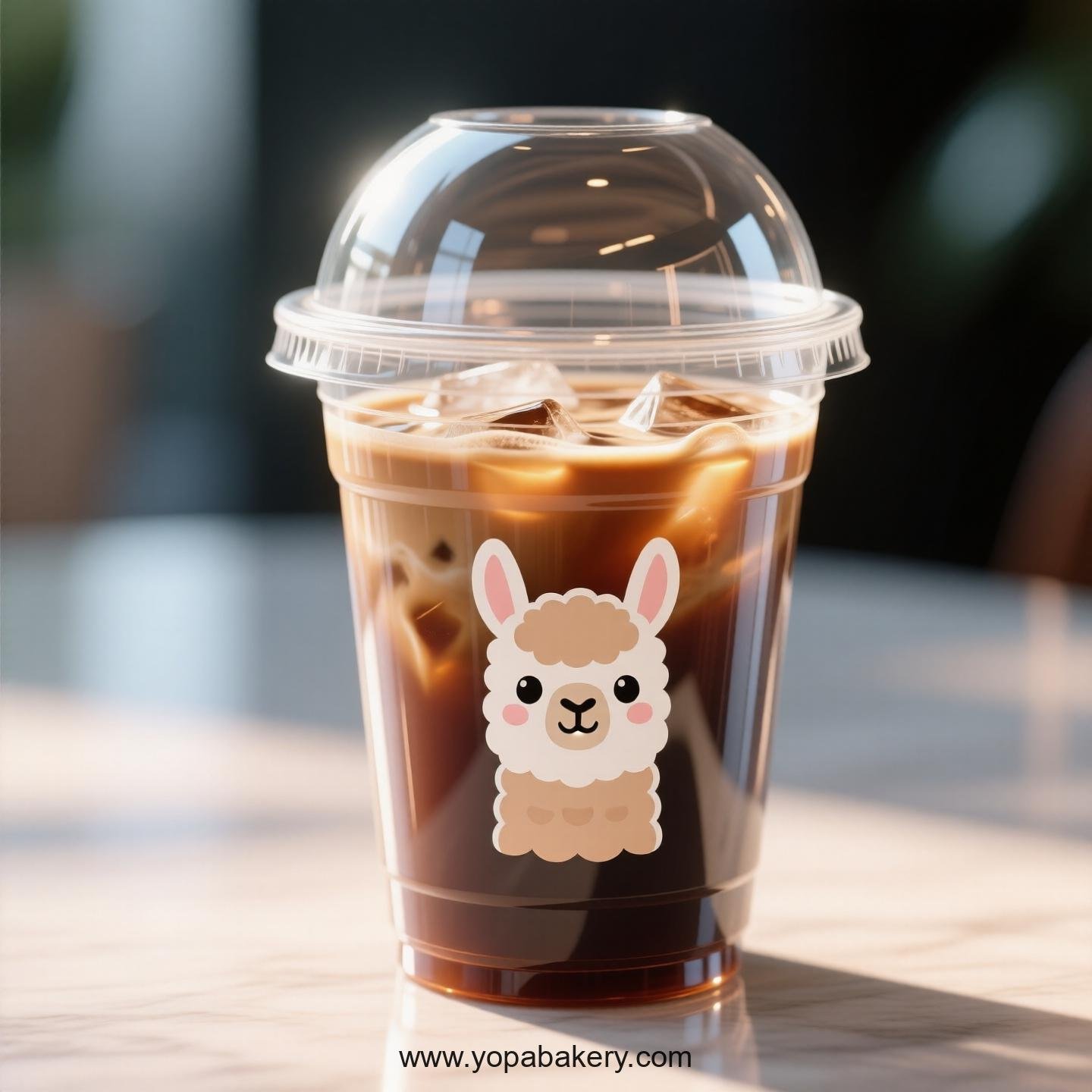 Llama Themed Clear Plastic Cups - Disposable PP & PET Coffee Cups with Lids