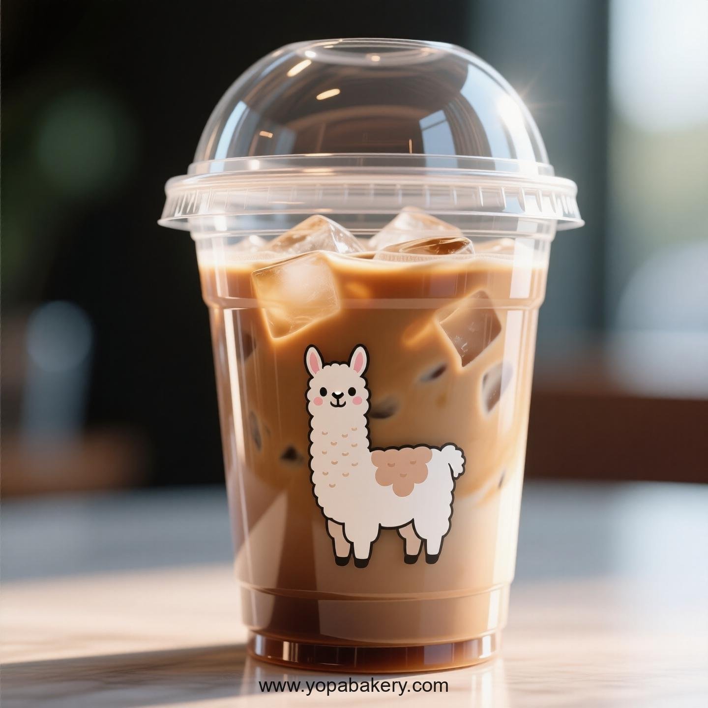 Llama Themed Clear Plastic Cups - Disposable PP & PET Coffee Cups with Lids