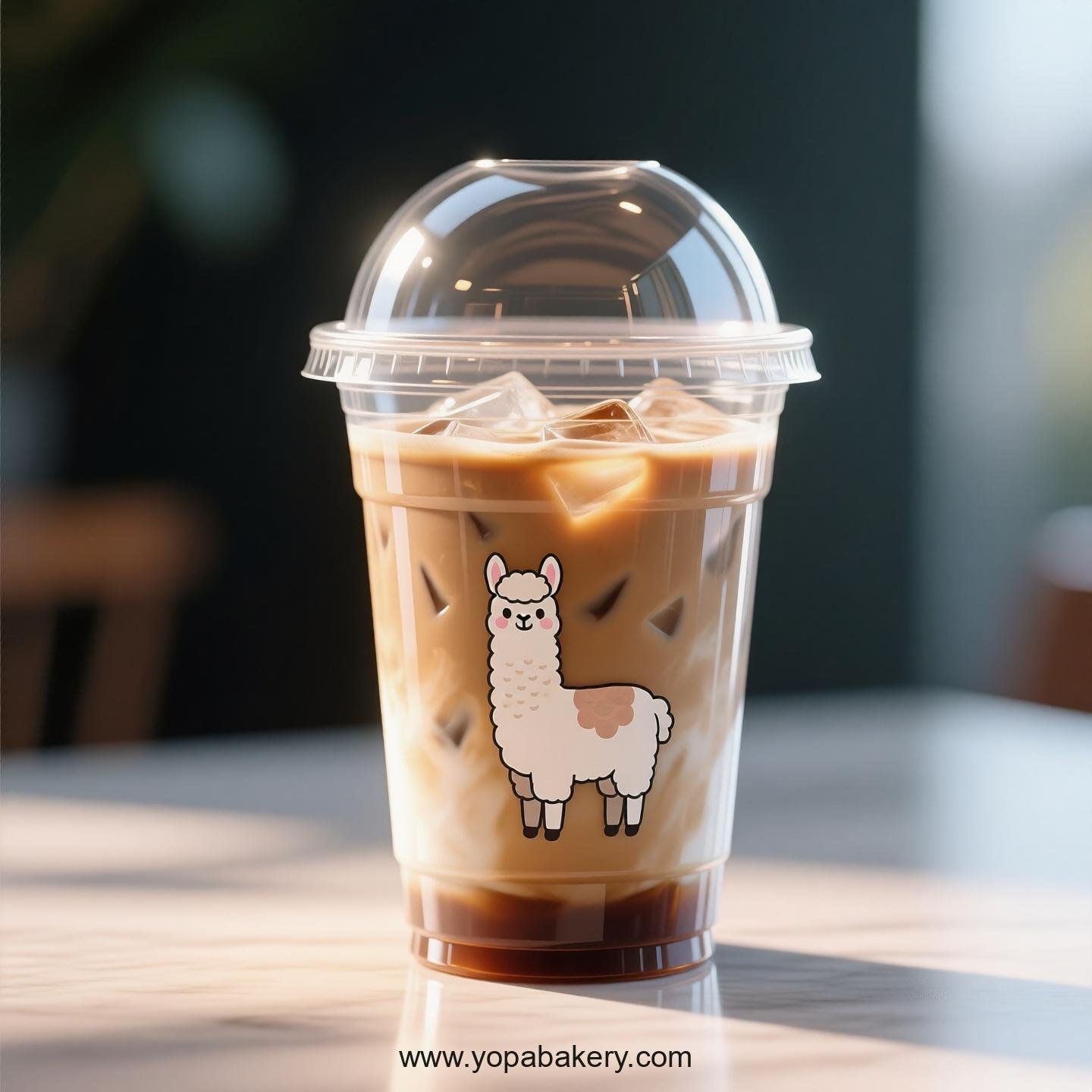 Llama Themed Clear Plastic Cups - Disposable PP & PET Coffee Cups with Lids
