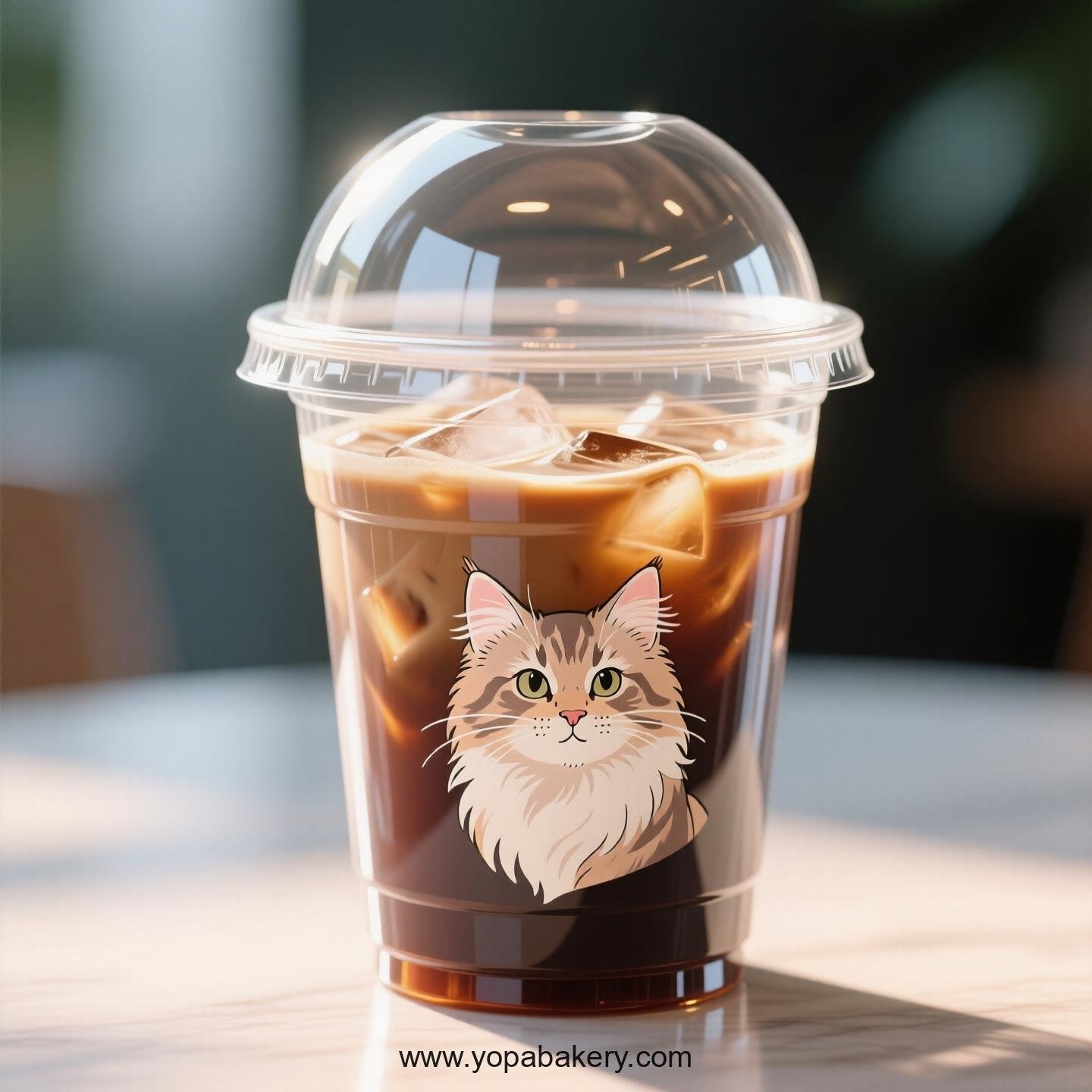 Maine Coon cat Themed Clear Plastic Cups - Disposable PP & PET Coffee Cups with Lids