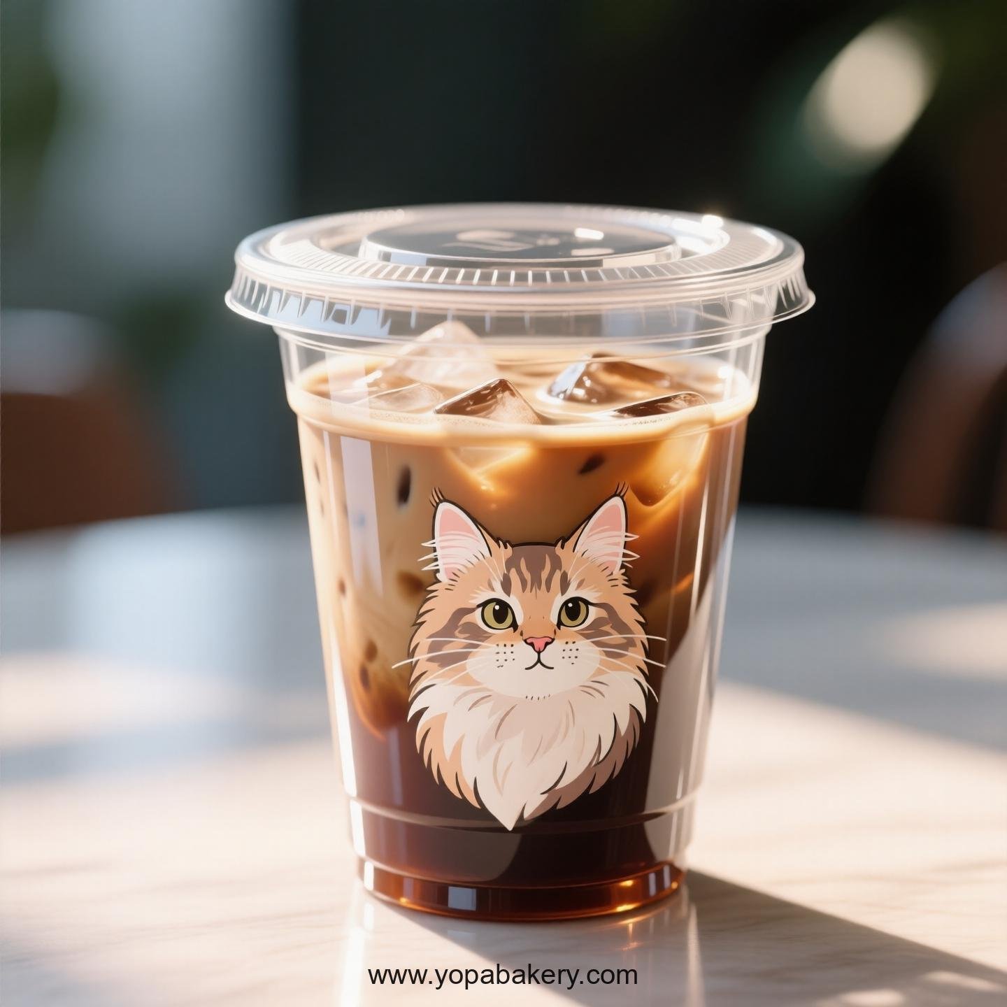 Maine Coon cat Themed Clear Plastic Cups - Disposable PP & PET Coffee Cups with Lids