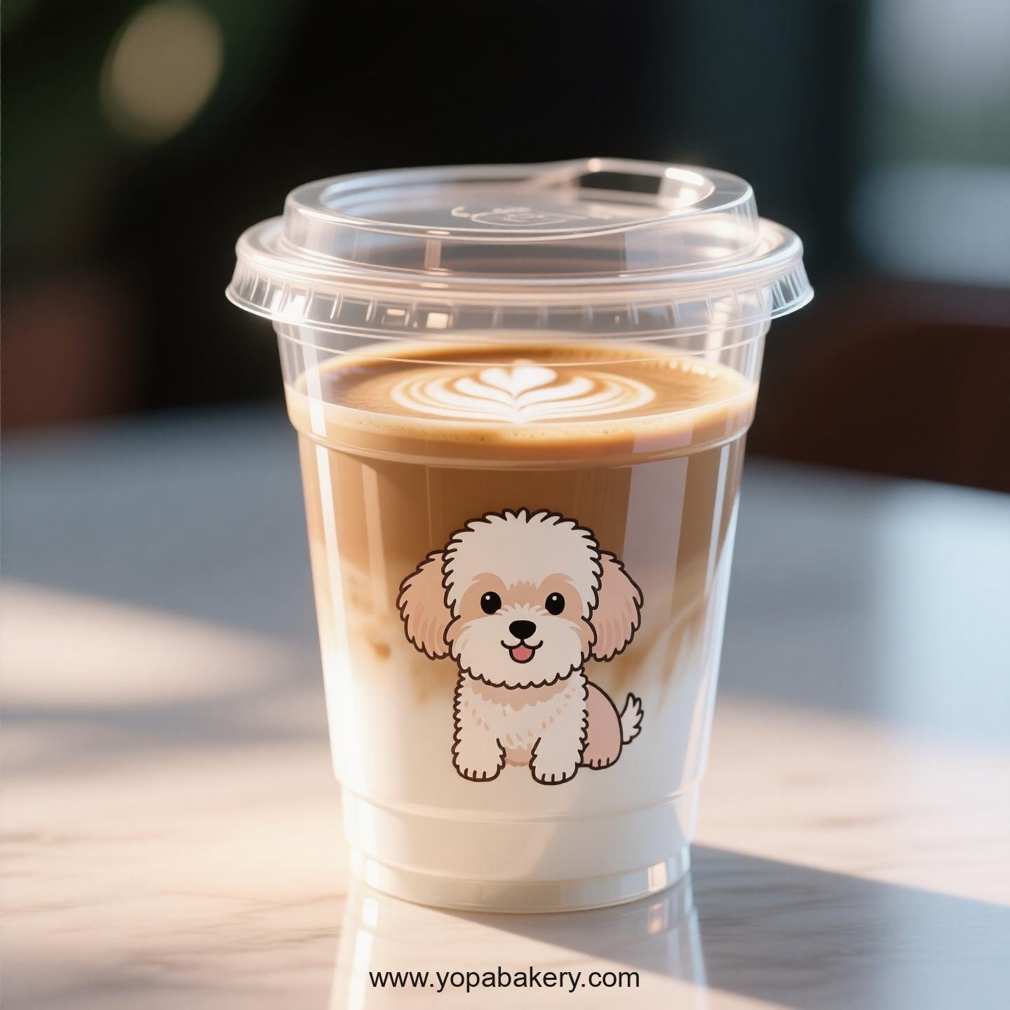Maltese Dog Themed Clear Plastic Cups - Disposable PP & PET Coffee Cups with Lids