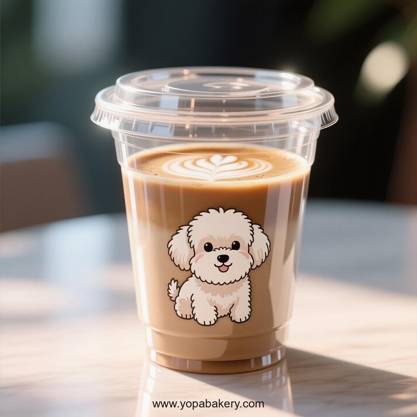 Maltese Dog Themed Clear Plastic Cups - Disposable PP & PET Coffee Cups with Lids
