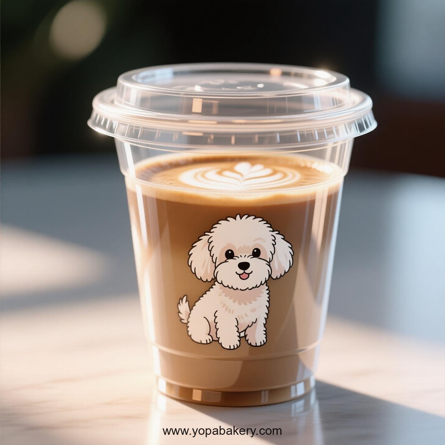 Maltese Dog Themed Clear Plastic Cups - Disposable PP & PET Coffee Cups with Lids