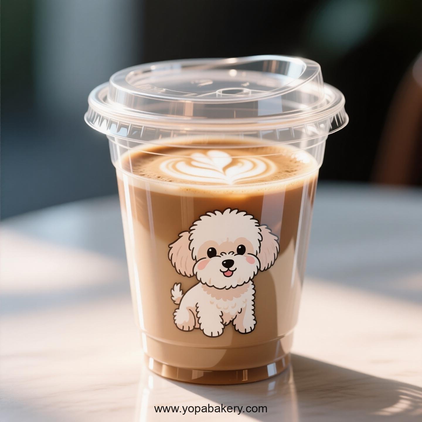 Maltese Dog Themed Clear Plastic Cups - Disposable PP & PET Coffee Cups with Lids