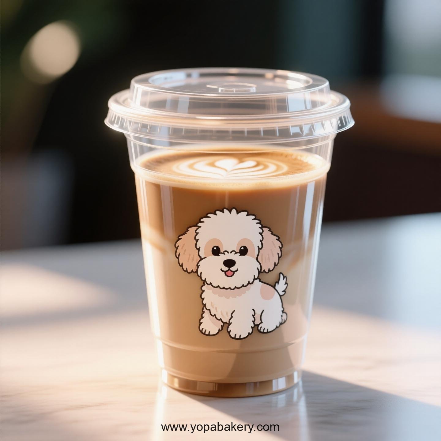 Maltese Dog Themed Clear Plastic Cups - Disposable PP & PET Coffee Cups with Lids