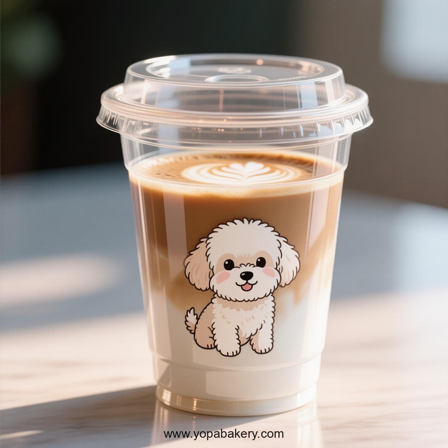 Maltese Dog Themed Clear Plastic Cups - Disposable PP & PET Coffee Cups with Lids