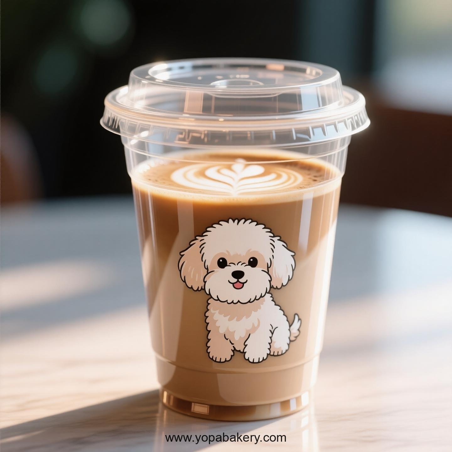 Maltese Dog Themed Clear Plastic Cups - Disposable PP & PET Coffee Cups with Lids