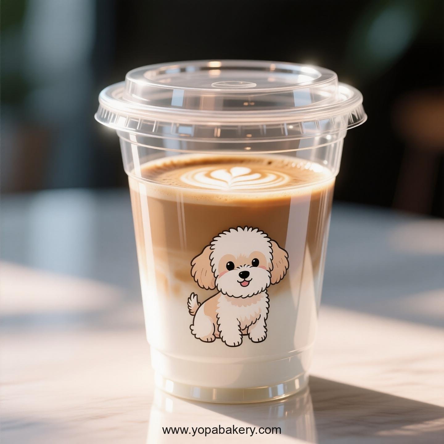 Maltese Dog Themed Clear Plastic Cups - Disposable PP & PET Coffee Cups with Lids