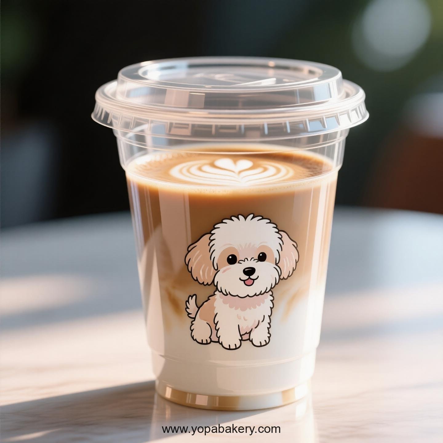 Maltese Dog Themed Clear Plastic Cups - Disposable PP & PET Coffee Cups with Lids