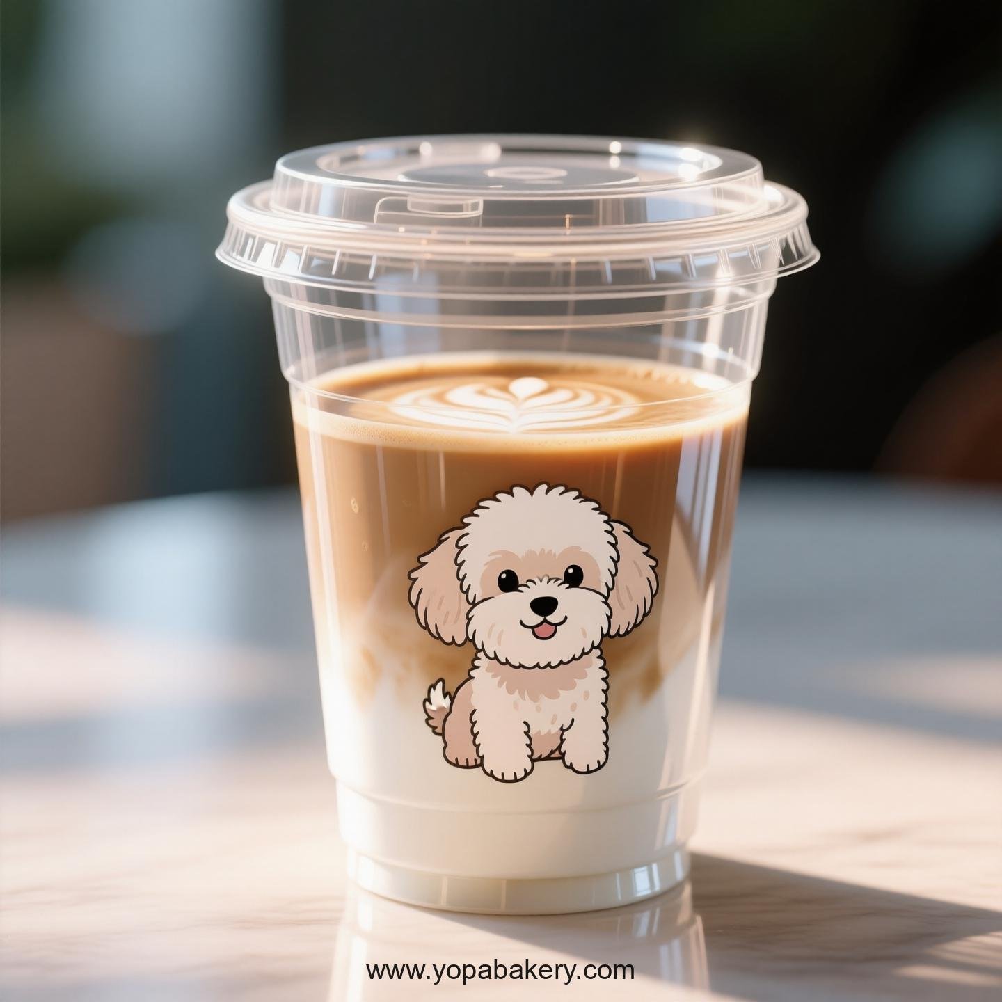 Maltese Dog Themed Clear Plastic Cups - Disposable PP & PET Coffee Cups with Lids