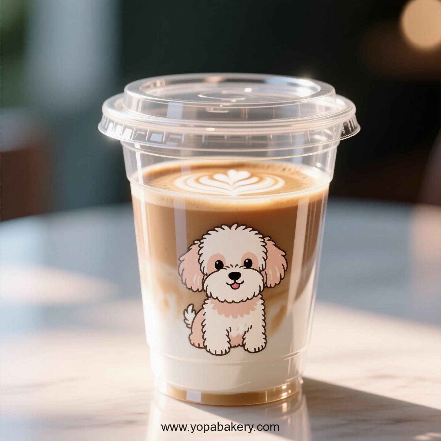 Maltese Dog Themed Clear Plastic Cups - Disposable PP & PET Coffee Cups with Lids