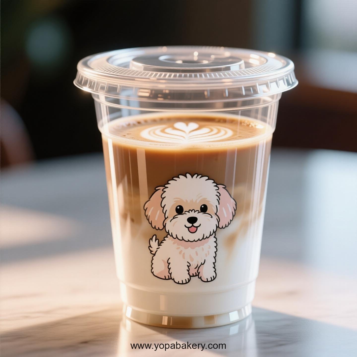 Maltese Dog Themed Clear Plastic Cups - Disposable PP & PET Coffee Cups with Lids