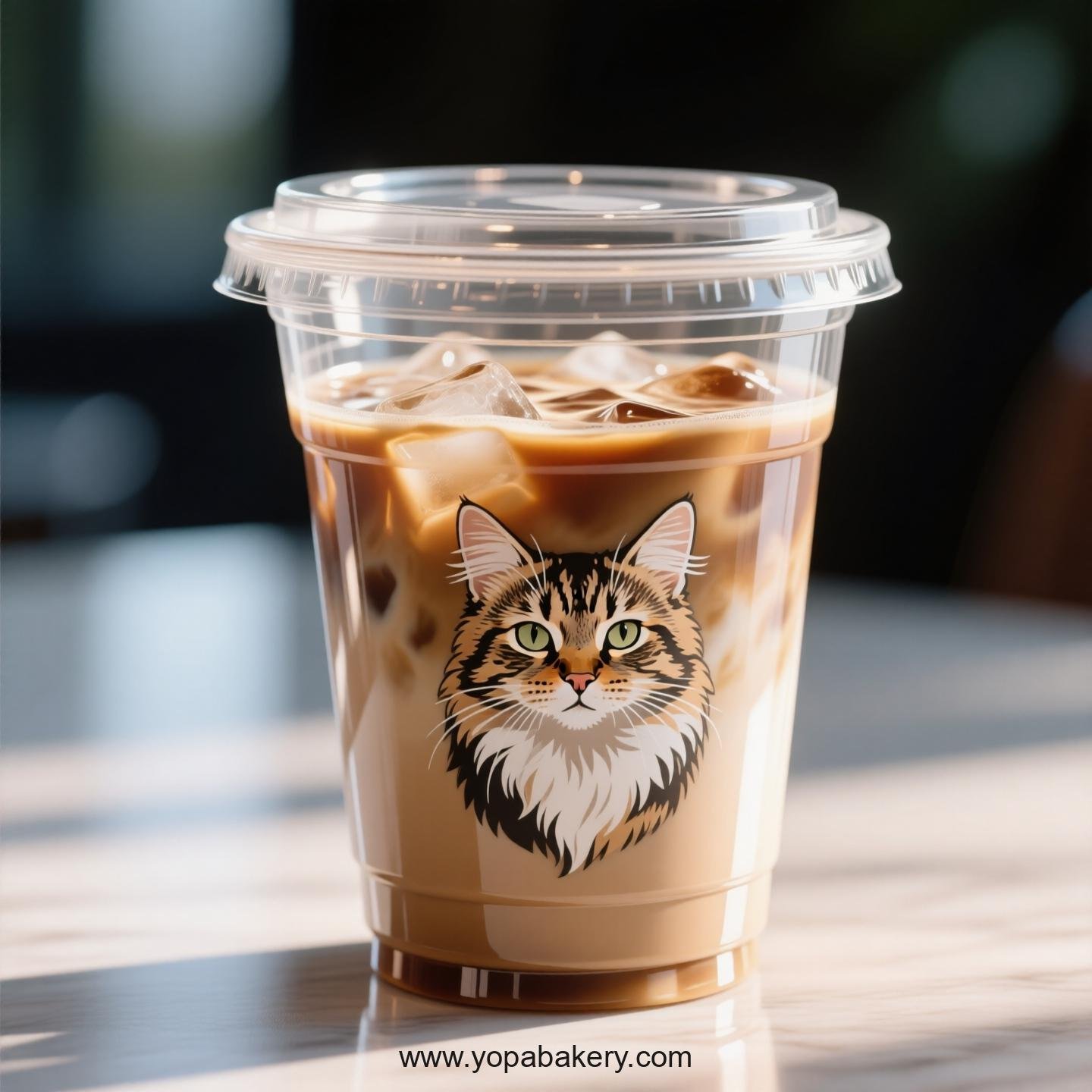 Manx cat Themed Clear Plastic Cups - Disposable PP & PET Coffee Cups with Lids