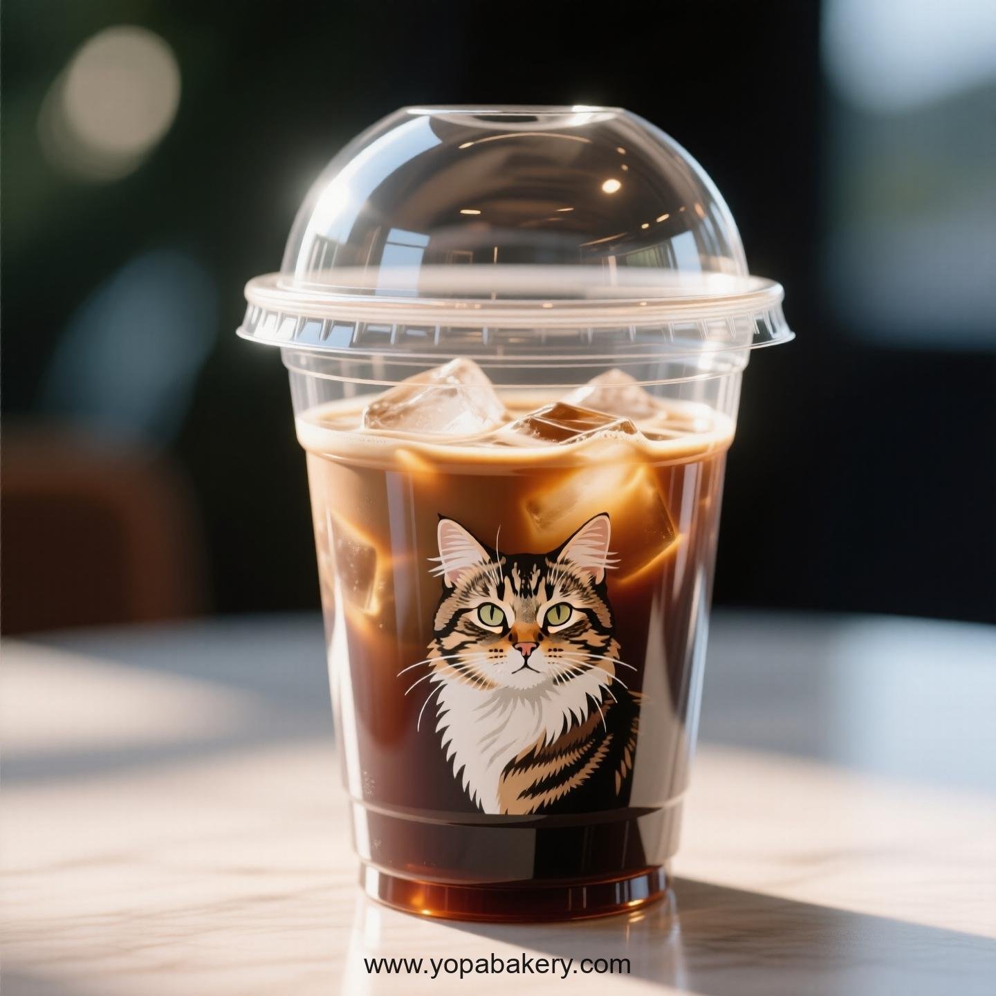 Manx cat Themed Clear Plastic Cups - Disposable PP & PET Coffee Cups with Lids