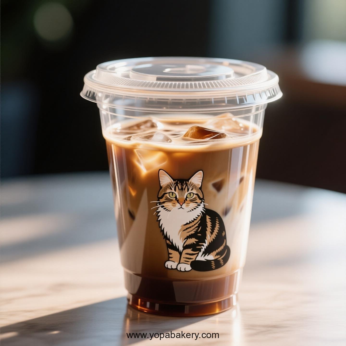 Manx cat Themed Clear Plastic Cups - Disposable PP & PET Coffee Cups with Lids