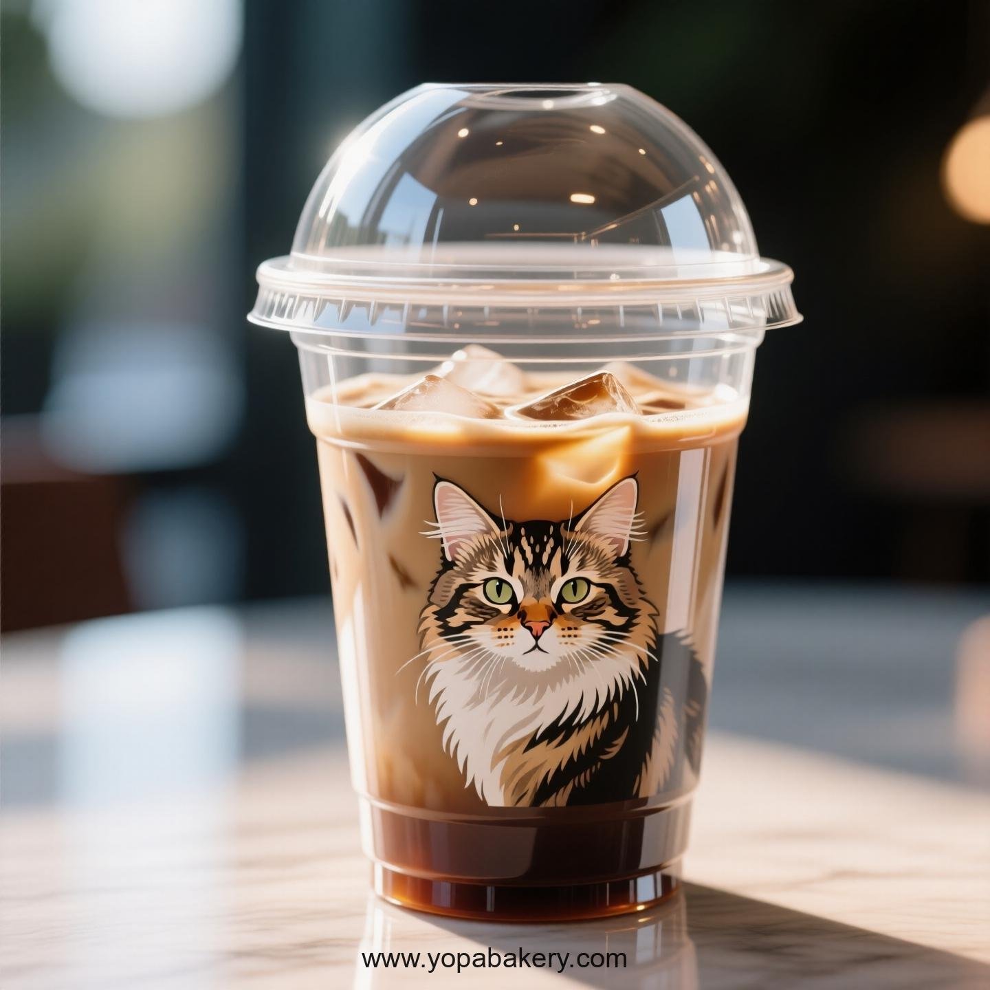 Manx cat Themed Clear Plastic Cups - Disposable PP & PET Coffee Cups with Lids